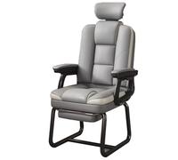 YDkjwjw Silla de Oficina con Reposacabezas y Reposapiés, Silla Ergonómica con Respaldo Medio para Sala de Conferencias sin Ruedas, Silla Ejecutiva de Recepción con Base de Trineo