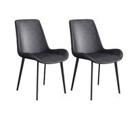 YDkjwjw Sillas De Comedor Tapizadas De 2 Piezas con Cuero Sintético Suave, Patas De Metal Resistentes Y Respaldo Ergonómico, Cómodas Sillas Auxiliares De Cocina.(Black)