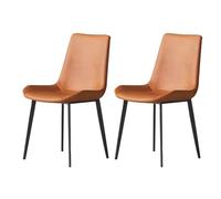 YDkjwjw Sillas De Comedor Tapizadas De 2 Piezas con Cuero Sintético Suave, Patas De Metal Resistentes Y Respaldo Ergonómico, Cómodas Sillas Auxiliares De Cocina.(Orange)