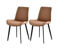 YDkjwjw Sillas De Comedor Tapizadas De 2 Piezas con Cuero Sintético Suave, Patas De Metal Resistentes Y Respaldo Ergonómico, Cómodas Sillas Auxiliares De Cocina.(Brown)