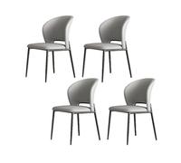 YDkjwjw Sillas De Comedor Tapizadas De 4 Piezas con Suave Piel Sintética, Patas De Metal Resistentes Y Respaldo Ergonómico, Cómodas Sillas Auxiliares De Cocina.(Light Gray)