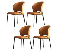 YDkjwjw Sillas De Comedor Tapizadas De 4 Piezas con Suave Piel Sintética, Patas De Metal Resistentes Y Respaldo Ergonómico, Cómodas Sillas Auxiliares De Cocina.(Orange)