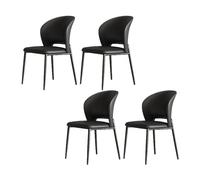 YDkjwjw Sillas De Comedor Tapizadas De 4 Piezas con Suave Piel Sintética, Patas De Metal Resistentes Y Respaldo Ergonómico, Cómodas Sillas Auxiliares De Cocina.(Black)