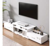 YDkjwjw Soporte de TV Extensible Centro de Entretenimiento Moderno Consola de Medios de TV Reversible con Cajones Gabinete de TV Telescópico Ajustable para Sala de Estar Dormitorio