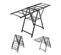 YDkjwjw Tendedero de Ropa para el Piso, Tendedero Plegable de 2 Niveles, Tendedero Independiente de Aluminio con Alas Ajustables en Altura, Ahorro de Espacio