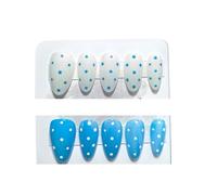 YDMHYLAI Uñas Lindas 10 Uds. De uñas prensadas con almendras, polvo de espejo Aurora, lunares, cromo holográfico, suave, reutilizable, fácil(Orange)