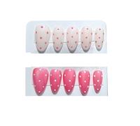 YDMHYLAI Uñas Lindas 10 Uds. De uñas prensadas con almendras, polvo de espejo Aurora, lunares, cromo holográfico, suave, reutilizable, fácil(Chocolate)