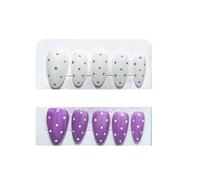 YDMHYLAI Uñas Lindas 10 Uds. De uñas prensadas con almendras, polvo de espejo Aurora, lunares, cromo holográfico, suave, reutilizable, fácil(SKY BLUE)