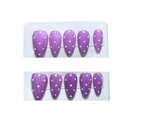 YDMHYLAI Uñas Lindas 10 Uds. De uñas prensadas con almendras, polvo de espejo Aurora, lunares, cromo holográfico, suave, reutilizable, fácil(APRICOT)
