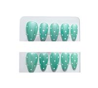 YDMHYLAI Uñas Lindas 10 Uds. De uñas prensadas con almendras, polvo de espejo Aurora, lunares, cromo holográfico, suave, reutilizable, fácil(Lavender)