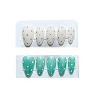 YDMHYLAI Uñas Lindas 10 Uds. De uñas prensadas con almendras, polvo de espejo Aurora, lunares, cromo holográfico, suave, reutilizable, fácil(CORAL RED)