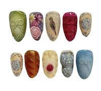 YDMHYLAI Uñas Lindas 24pcs prensa de almendra verde claro en las uñas, arcos de oro perla decoración de diamantes coloridos, conjunto suave reutilizable(Y20)