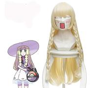 ydound 2022 2018 Juego Japonés Sun Moon Lillie Cosplay Peluca 80 cm 31.5" Larga Lamera de Animado Larga Peluca Sintética Oro Trenzado