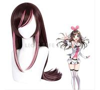 ydound 2022 AI. Ancla de Canal Kizuna AI Youtuber Brown Pink Medixed Larga Cosplay Straight Wig