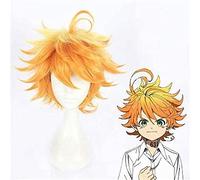 ydound 2022 Anime Cosplay Peluca el prometido Neverland Emma Naranja Pelo Corto cómic- con Carnaval Navidad Halloween Party Daily Life Men and Women Fashion Wig + Wig Cap