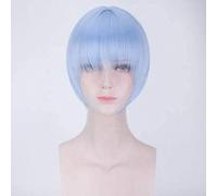 ydound 2022 Anime Cosplay Peluca eva Evangelion Ayanami Rei Azul Pelo Corto cómic- con Carnaval Navidad Fiesta de Halloween la Vida Diaria Moda Peluca+ Peluca Gorra