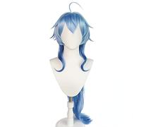 ydound 2022 Anime Game Cosplay Peluca for Genshin Impact Ganyu, Mujer Azul Pelo Largo Modelado Fiesta Vestir Peluca, Pelo sintético Resistente al Calor Sin enredos, sin muda + Gorro de Peluca