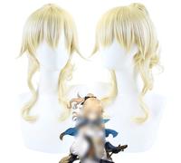 ydound 2022 Anime Game Cosplay Peluca for Genshin Impact Jean Gunnhildr, Mujer Rubio Coleta Cabello Modelado Fiesta Vestir Peluca, Pelo sintético Resistente al Calor + Gorro de Peluca