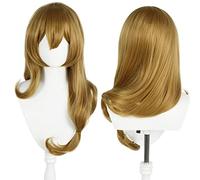 ydound 2022 Anime Game Cosplay Peluca for Genshin Impact Lisa, Mujer Largo marrón Rizado Pelo Modelado Fiesta Vestir Peluca, Pelo sintético Resistente al Calor + Gorro de Peluca