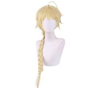 ydound 2022 Anime Game Cosplay Peluca for Genshin Impact Lumine, Mujer Largo Rubio Coleta Cabello Modelado Fiesta Vestir Peluca, Pelo sintético Resistente al Calor + Gorro de Peluca
