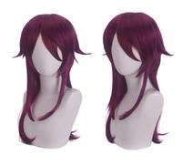 ydound 2022 Anime Game Cosplay Peluca for Genshin Impact Rosaria, Mujeres Fucsia Longhair Modeling Party Dress Up Peluca, Cabello sintético Resistente al Calor Sin enredos, sin muda + Gorro de Peluca