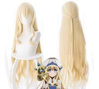 ydound 2022 Anime Goblin Slayer Sacerdotisa Onna Shinkan Amarillo Peluca Larga Cosplay Traje Mujeres Resistente al Calor Peluca de Pelo Sintético+ Peluca Free Wig