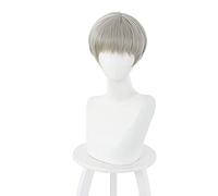ydound 2022 Anime Jujutsu Kaisen Toge Inumaki Cosplay Wig Short Straight Straight Gris Resistente al Calor Pelo sintético + Peluca Peluca de Fiesta Unisex