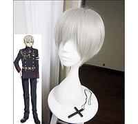 ydound 2022 Anime Seraph of The End Hiiragi Shinya Cosplay Pelucas Cosplay Gris Peluca de Pelo sintético Resistente al Calor Corto+Peluca
