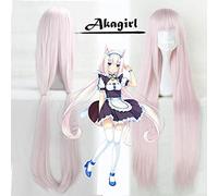 ydound 2022 Biamoxer Anime nekopara óva Cosplay Pelucas Vainilla chocola Recta Larga Cola de Caballo Adulto Pelo sintético Peluca Rosa marrón Rosa