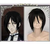 ydound 2022 Butler Negro Sebastian Michaelis Wig Short Black Black Resistente al Calor Pelucas de Cosplay+ Peluca Cap