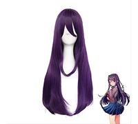 ydound 2022 Ddlc Doki Doki Literatura Club Yuri Mujeres Púrpura Peluca Larga Cosplay Traje Resistente al Calor Resistente al Calor Peluca de Juego Pelucas de Juego