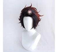 ydound 2022 Demonio Slayer Cosplay Peluca Tanzirou Kamado Cosplay Headwear Headwear Kimetsu No Yaiba Hair+ Free Wig Cap