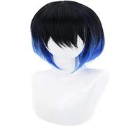 ydound 2022 Demonio Slayer Hashibira inosuke Anime Wig Cosplay Cabello Corto Comic- con Halloween Party Carnival Men and Women Anime Fans Regalo ( Azul Negro)
