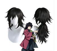 ydound 2022 Demonio Slayer Kimetsu No Yaiba Tomioka Giyuu Black Ponytail Wig Cosplay Traje Hombres Mujeres Resistente al Calor Pelucas de Pelo sintético