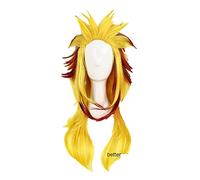 ydound 2022 Demonio Slayer Rengoku Kyoujurou Cosplay Peluca Rubia Ombre Pontail Pelucas de Pelo sintético Resistente al Calor + Peluca Gorra