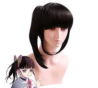 ydound 2022 Demonio Slayer Tsuyuri Kanao Cosplay Pelucas for Disfraces Peluca de Pelo de Caballo Negro Anime Harajuku Lindas Pelucas sintéticas for la Fiesta de Halloween