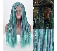 ydound 2022 Descendientes 2 UMA Cosplay Peluca Largo Afro Trenzas Rizado Cola Azul Pelo Pelucas+ Peluca Gratis Tapa
