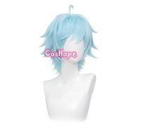 ydound 2022 GENSHIN Impact Cosplay Cosplay Unisex 30CM Ice Azul Wig Cosplay Anime Cosplay Pelucas Pelucas sintéticas Resistentes al Calor Halloween