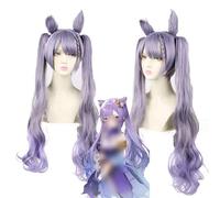 ydound 2022 Genshin Impact Wig, Anime Cosplay Keqing Wig, Binaural, Gradient Purple Wig con Gorro de Peluca Gratis, for Halloween, Fiesta, Carnaval, Vida Nocturna, conciertos, Bodas