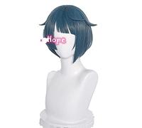 ydound 2022 Genshin Impact xingqiu Cosplay 30 cm Peluca Corta Gris Azul Peluca Cosplay Anime Cosplay Pelucas Calor Resistente al Calor Pelucas sintéticas Halloween
