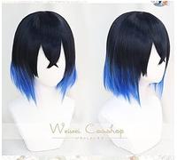 ydound 2022 Hasbhibira inosuke Blue Blue Ombre Wig Demon Slayer Kimetsu No Yaiba Resistente al Calor Cosplay Pelucas de Vestuario + Peluca Cap