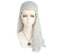 ydound 2022 Hombres Mujeres Silver Blanco Cosplay Geralt de Rivia de los Juegos de Witcher Larga Cosplay Cosplay Pelucas Pelucas Sintéticas Peluca Multi (Color : Multi)