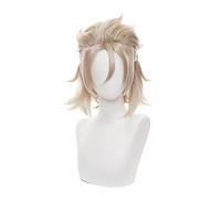 ydound 2022 Juego Genshin Impactar Albedo Wig Peluca Cosplay 35 cm Ropa Corta Ropa Corta Resistente al Calor Pelucas de Cabello sintético de Halloween Play