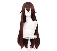 ydound 2022 Kосплей Genshin Impact Amber Cosplay Парик Аний Wig Permainan Panjang Coklat Lurus Poni Panas Halloween Pesta Sehari-Hari