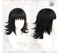 ydound 2022 Kimetsu no Yaiba makomo Cosplay Peluca Hoja de Demonio Asesino Negro Corto Pelo sintético Halloween Adulto + Peluca Libre Capilla China Negro (Color : Black, Size : China)