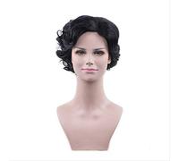 ydound 2022 La casa de la señorita Peregrine for niños peculiares Miss Perry Green Cosplay Wig EVA Green Negro Negro Corte Corte Pelo DE Pelo