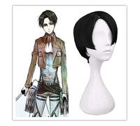 ydound 2022 Levi for Wig Attack en Titán Anime Wig Cosplay Comic- con Halloween Party Carnival Adulto Adolescente (Pelo Negro Corto)