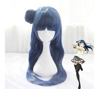 ydound 2022 ¡LoveLive! Solshine Tsushima Yoshiko Wig Cosplay COSTUCHE Amor Vivo Largo Azul Oscuro Mujeres sintéticas Pelo Halloween Party rol Pelucas