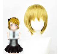 ydound 2022 ¡Peluca de Cosplay de Anime, LoveLive!Peluca, Peluca Hanayo Koizumi, Mujer Pelo Corto Amarillo con Gorro Peluca, for Halloween, Fiesta, Carnaval, Vida Nocturna, Conciertos, Bodas