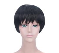 ydound 2022 ¡Peluca de Disfraz de Cosplay de Anime Yuri!on Ice Katsuki Yuri, Pelo Liso Corto Negro for Hombres con Gorro de Peluca, for Uso Diario, Halloween, Fiesta, Carnaval, Vida Nocturna